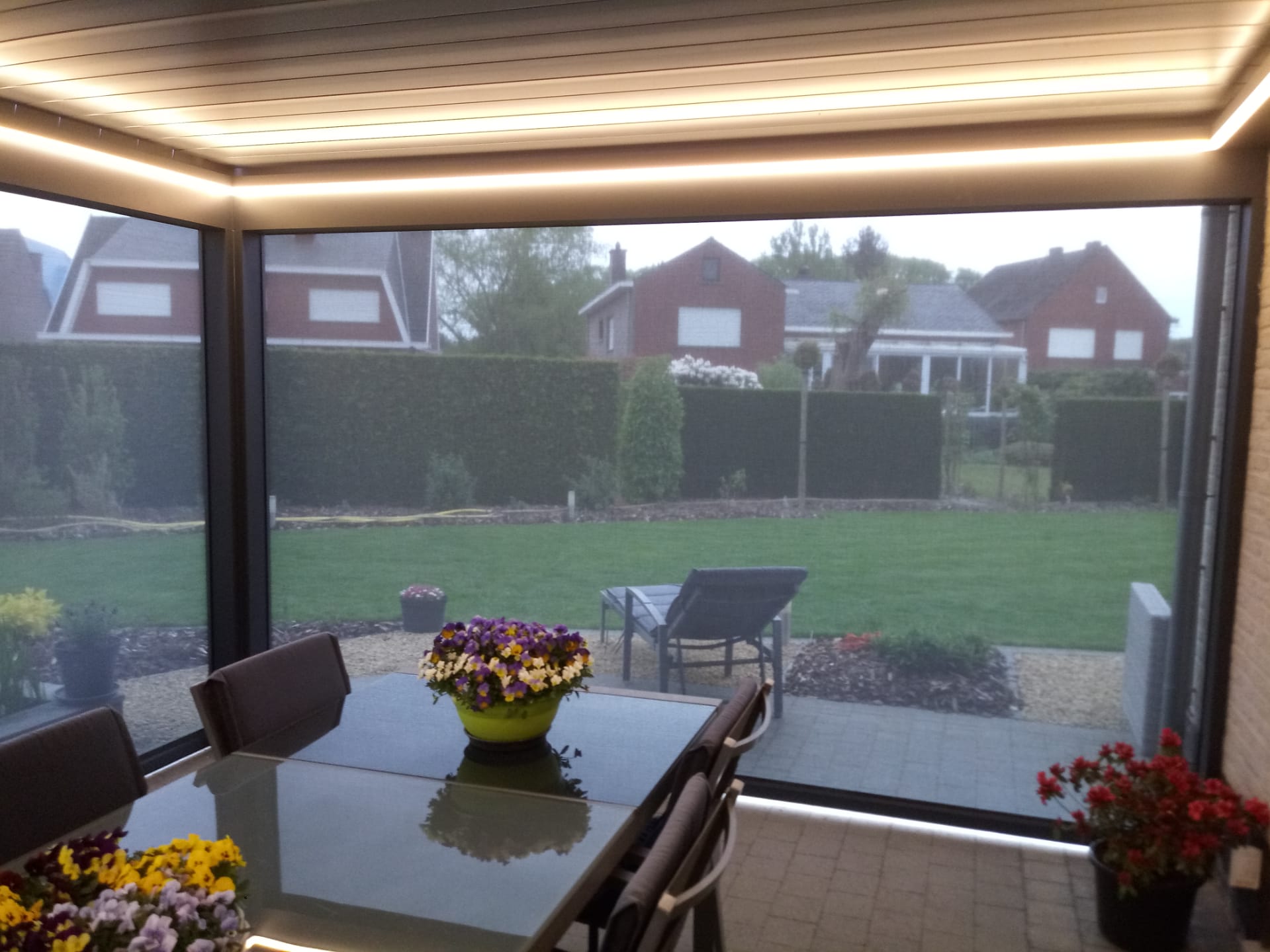 V870 Arezzo lamellendak met sfeerverlichting lamellendak, lameldak, pergola